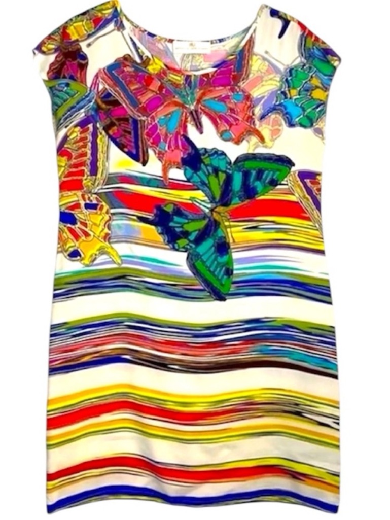 Amanda Uprichard Silk Butterfly Print Mini Dress Small Multicolor Resort